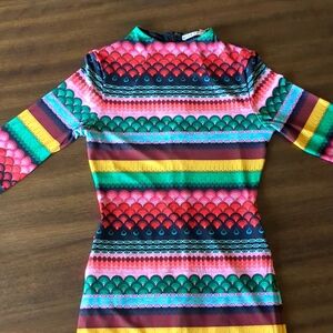 Alice+ Olivia Delora Rasta Multicolor Striped Women's Dress, Worn Once